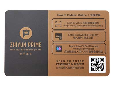 Zhiyun Prime - tarjeta suscripci&oacute;n